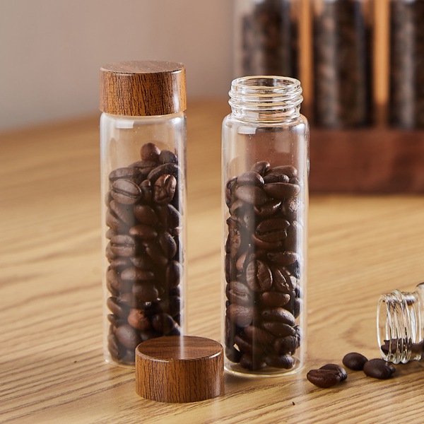 Stockage de grains de café en verre avec étagères