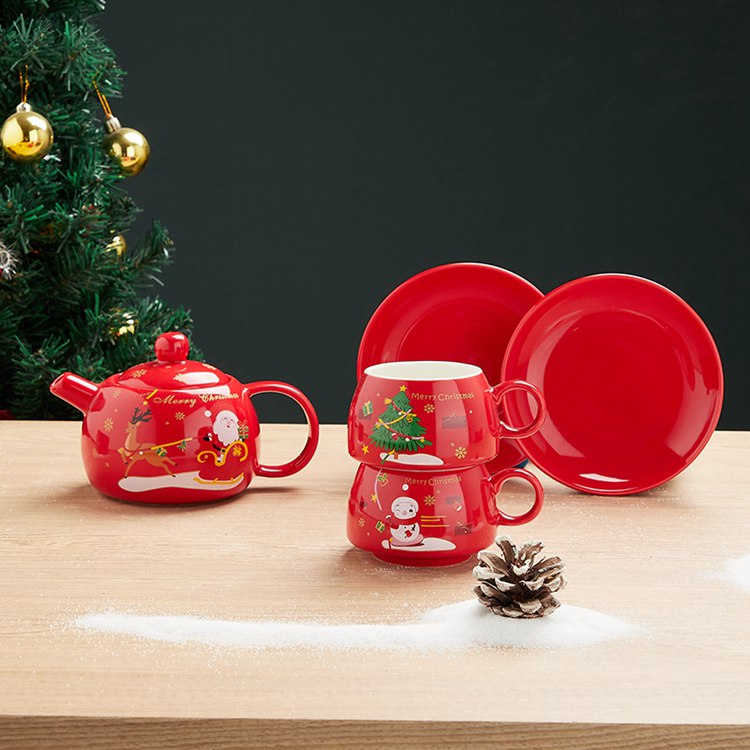 Christmas Holiday Ceramic Coffee Cup Set