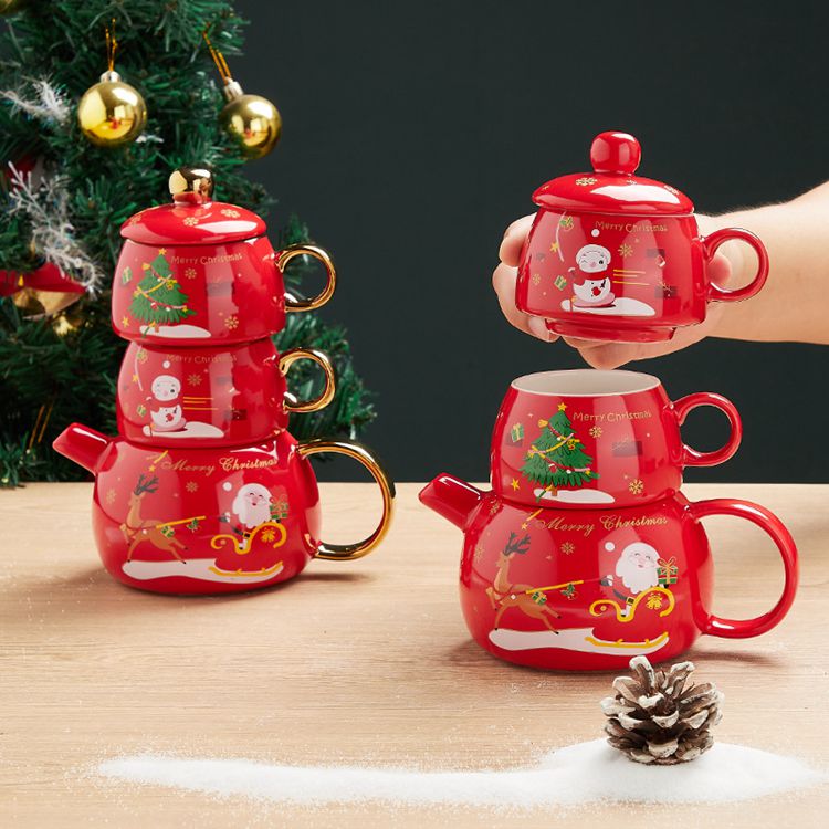 Christmas Holiday Ceramic Coffee Cup Set