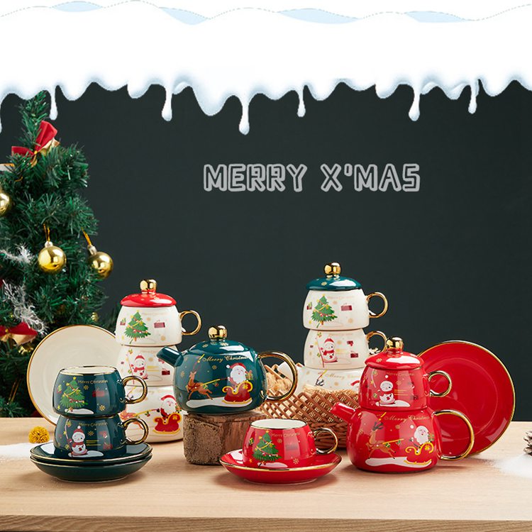 Christmas Holiday Ceramic Coffee Cup Set