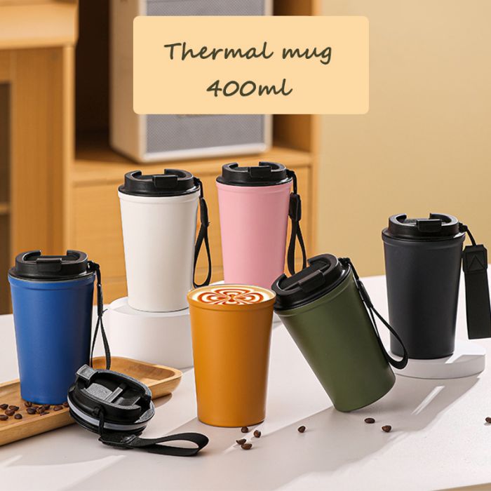 400ml Stainless Steel Coffee Travel Mug With Rope