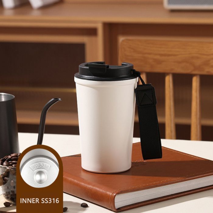 400ml Stainless Steel Coffee Travel Mug With Rope