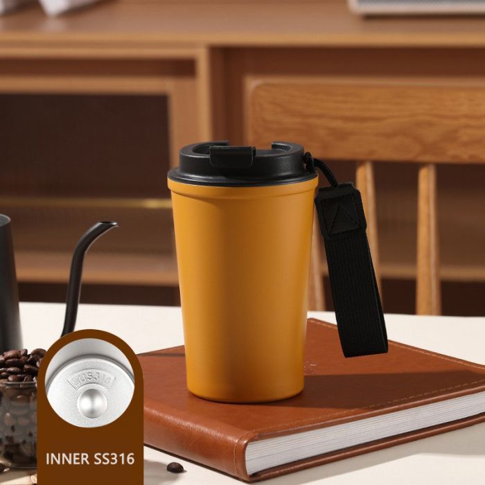 400ml Stainless Steel Coffee Travel Mug With Rope