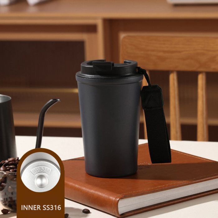 400ml Stainless Steel Coffee Travel Mug With Rope