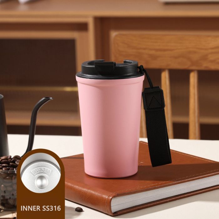 400ml Stainless Steel Coffee Travel Mug With Rope