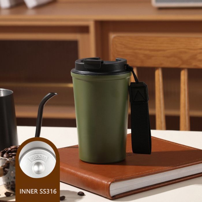 400ml Stainless Steel Coffee Travel Mug With Rope