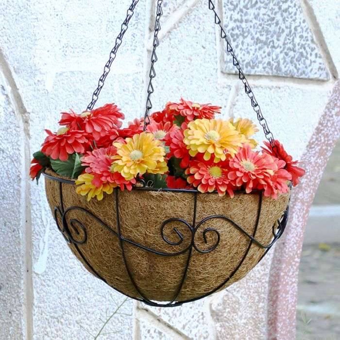 12 Inch Coconut Palm Decorative Hanging Basket