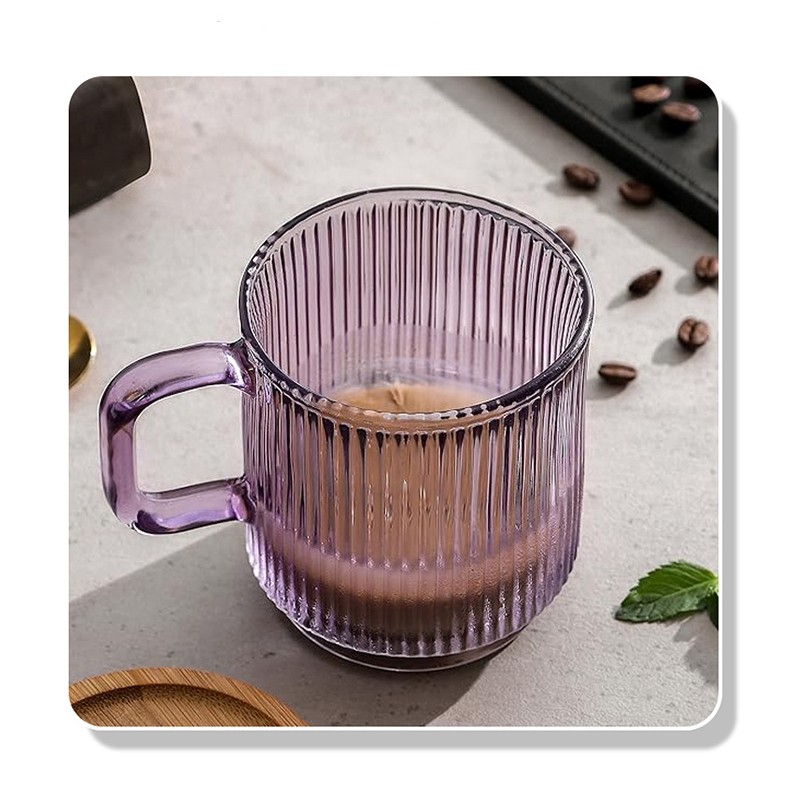 340ml Striped Glass With Bamboo Lid