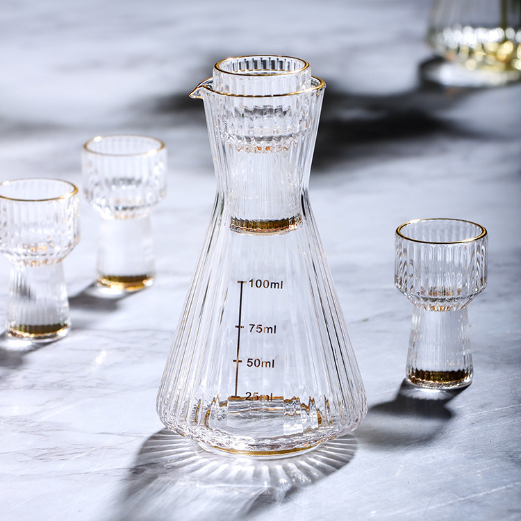 Glassware for Wine Set with Elegant Gold-Rimmed Finish